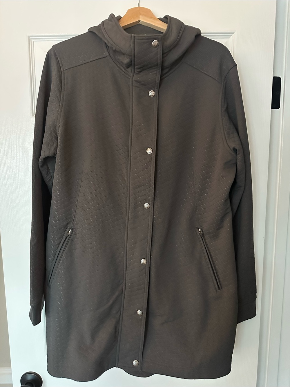 The North Face Women's Grey Long Snap-Front Coat size XL